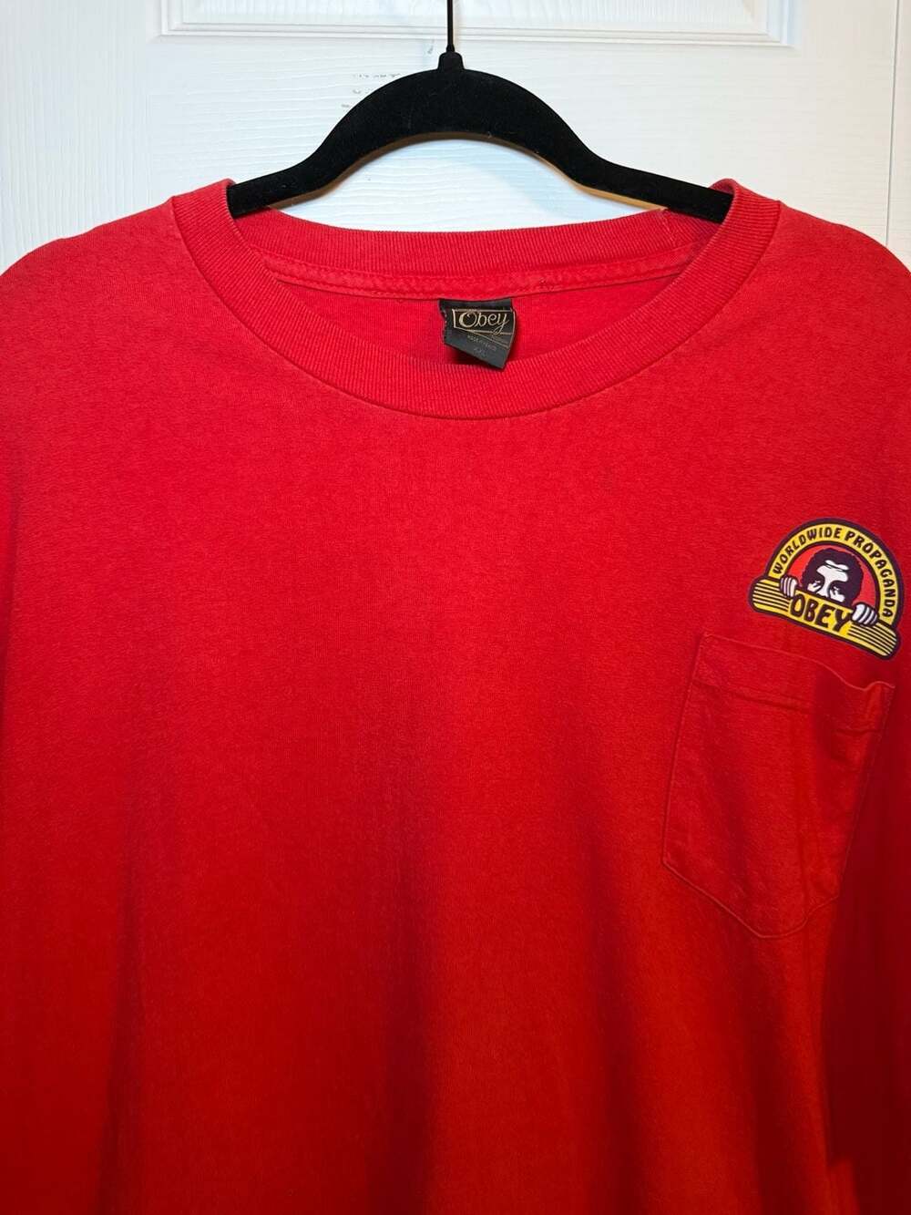 Obey Worldwide Propaganda Pocket T-Shirt Red XXL